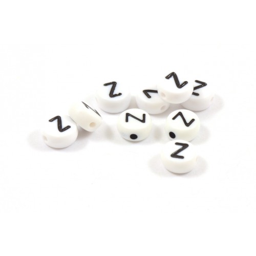 Acrylic flat round bead letter Z